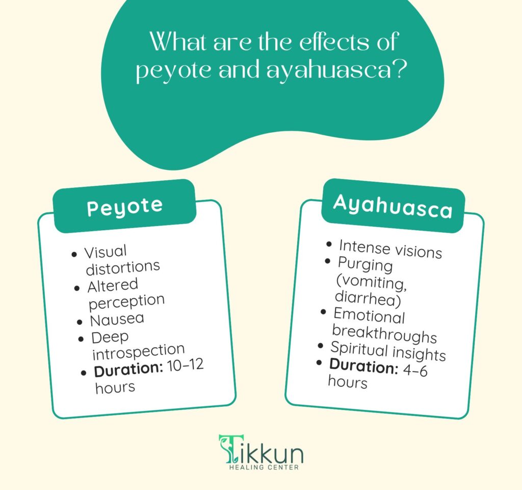 What are the effects of peyote and ayahuasca